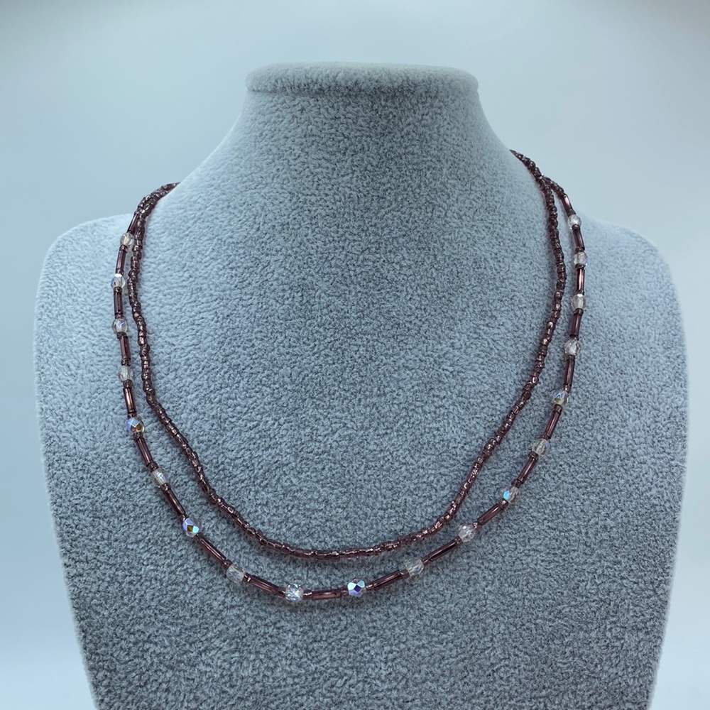 Purple Two Layer Beaded Necklace